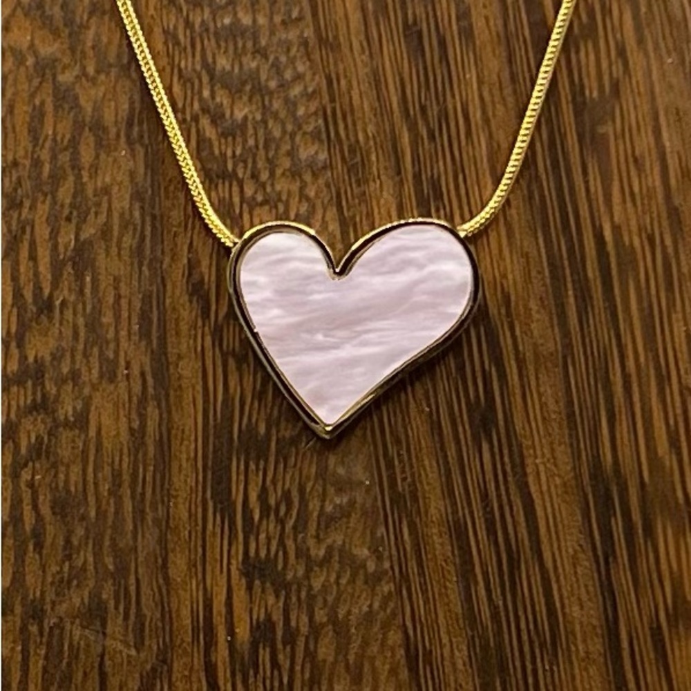Modern Heart Necklace - Pink + Gold